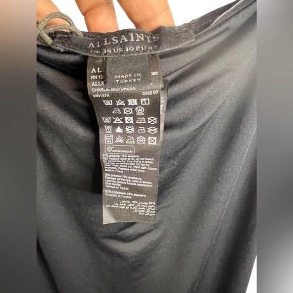 NWT All Saints Charlie Midi Sleeveless Black Dress 10 - Picture 6 of 8